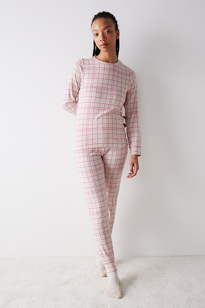 Checked Thermal Grey Pants PJ Set - 1