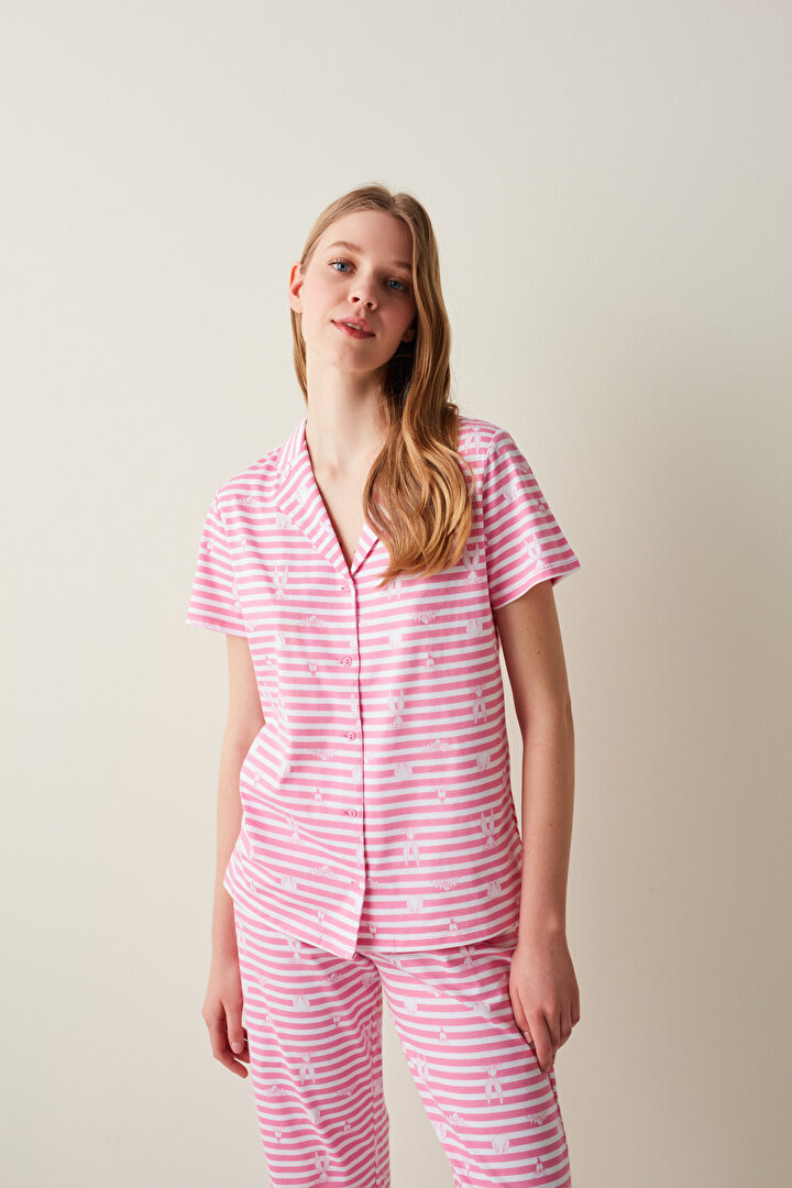 Stripes Gömlek Pantolon Pijama Takımı - 1