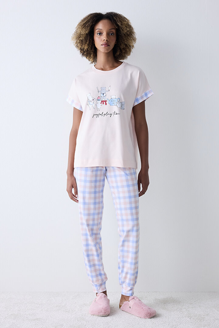 Joyful Gingham Multi Colour Pant - 2