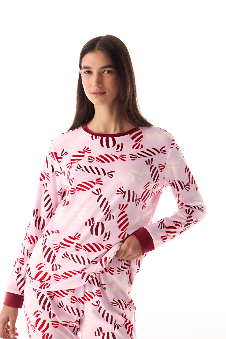 Pembe Joyful Season Bisiklet Yaka Pijama Takımı - 2