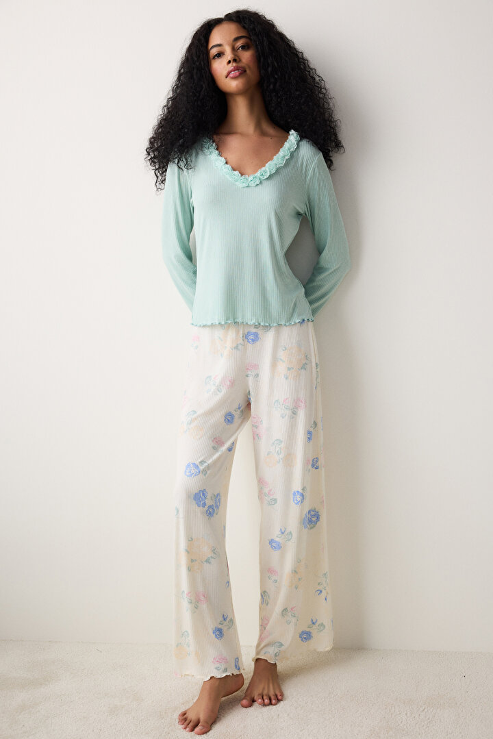 Marina Printed Pant Ecru PJ Bottom - 2