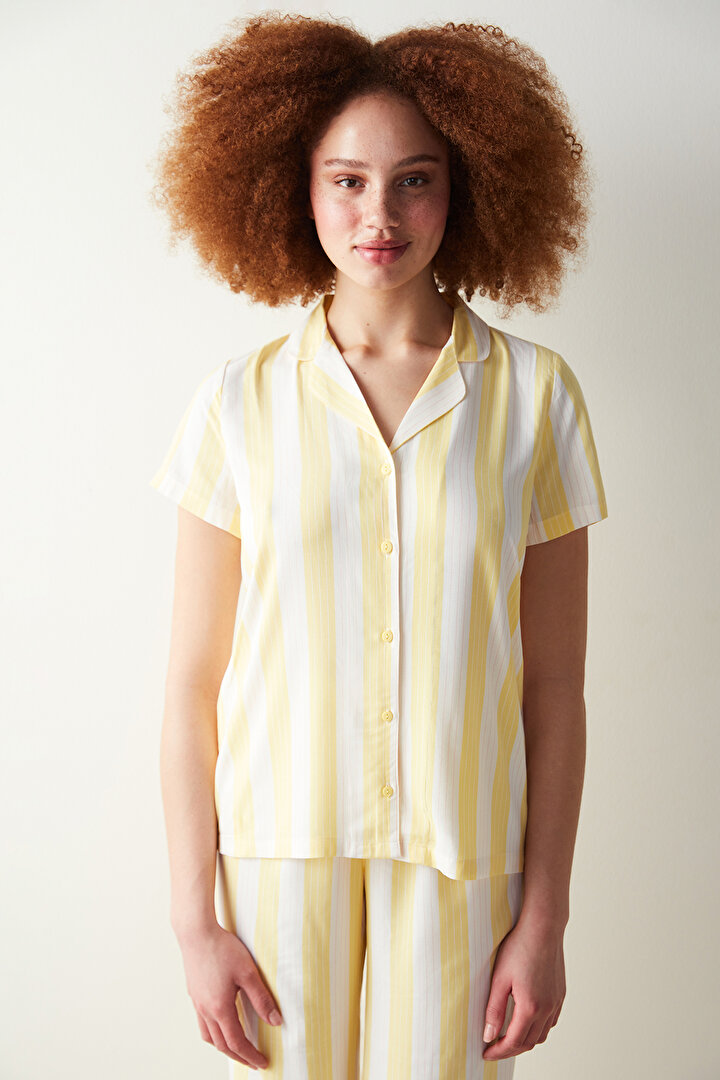 Base Spring Sarı Gömlek Pantolon Pijama Takımı - 2