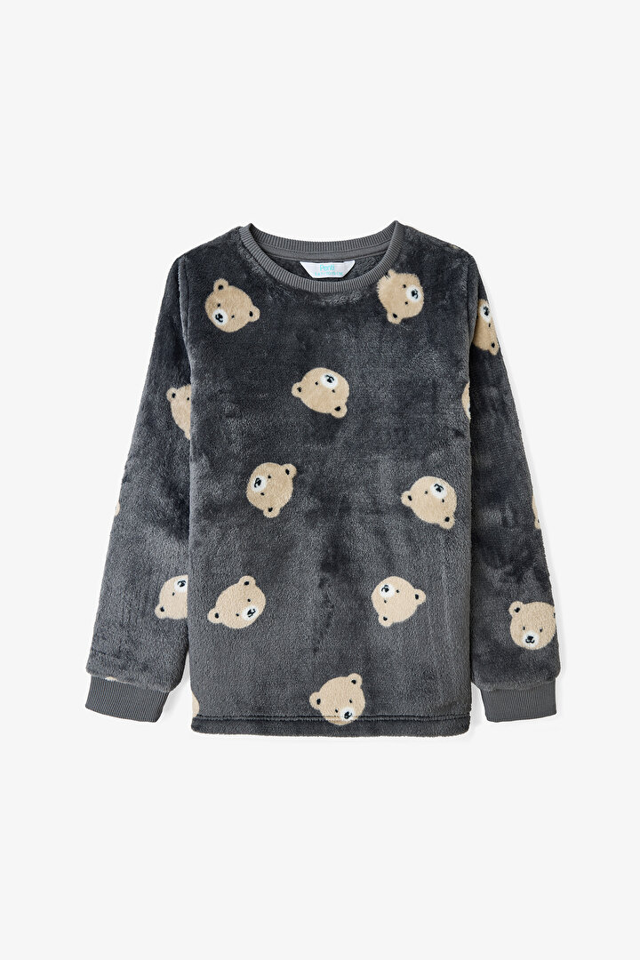 Off-Gray Boys Bear Patterned Long Sleeve Pajama Set - 2