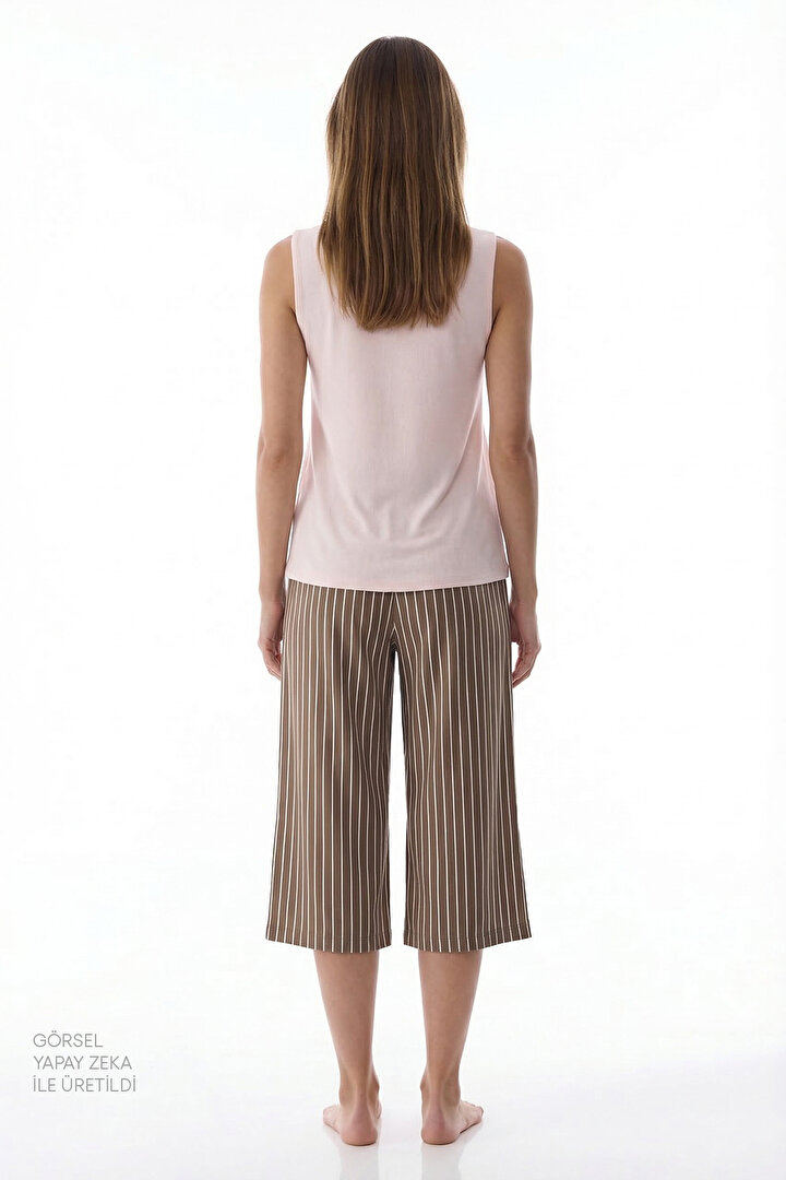 Açık Kahverengi Hera Kapri Pijama Takımı - 2