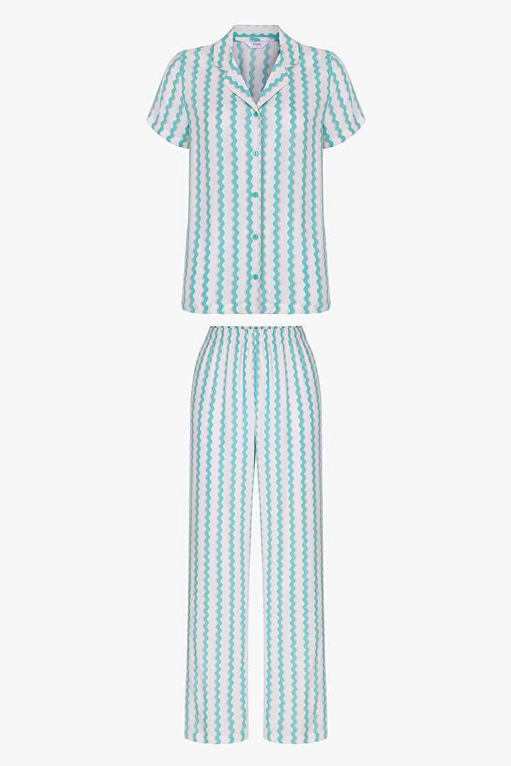 Cam Göbeği Gaia Gömlek Pantolon Pijama Takımı - 1