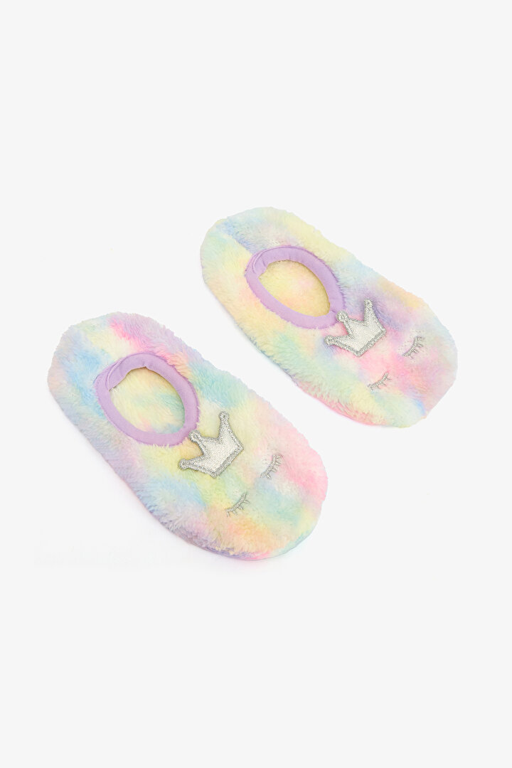 Girls Batik Patterned Rainbow Unicorn Embroidered Non-Slip Sole Play Booties - 2
