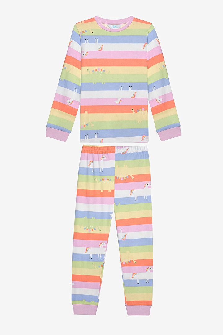 Girls Stripe Thermal Multi Colour PJ Set - 1