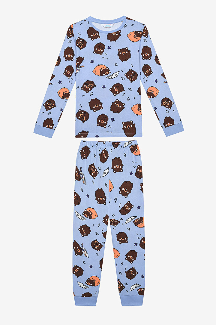 Erkek Çocuk Bear Termal Çok Renkli Pijama Takımı - 1