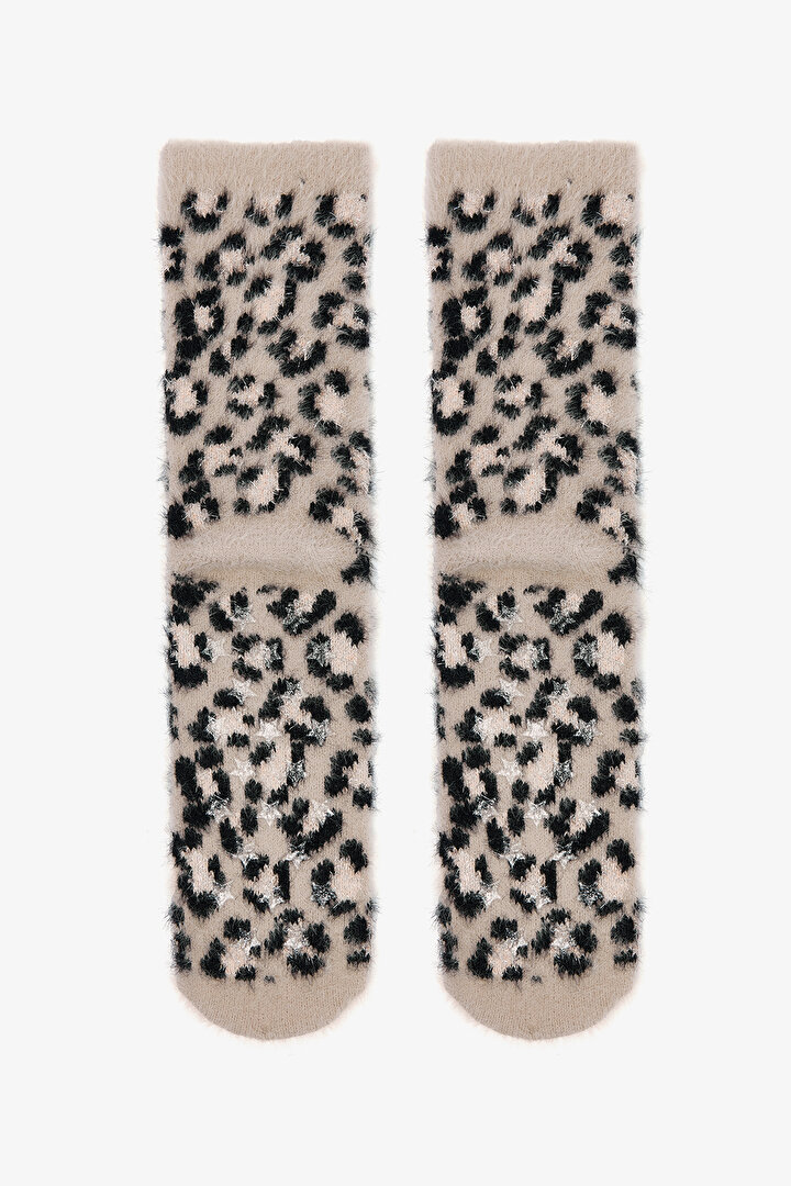 Açık Bej Leopar Desenli Ev Patiği - 2