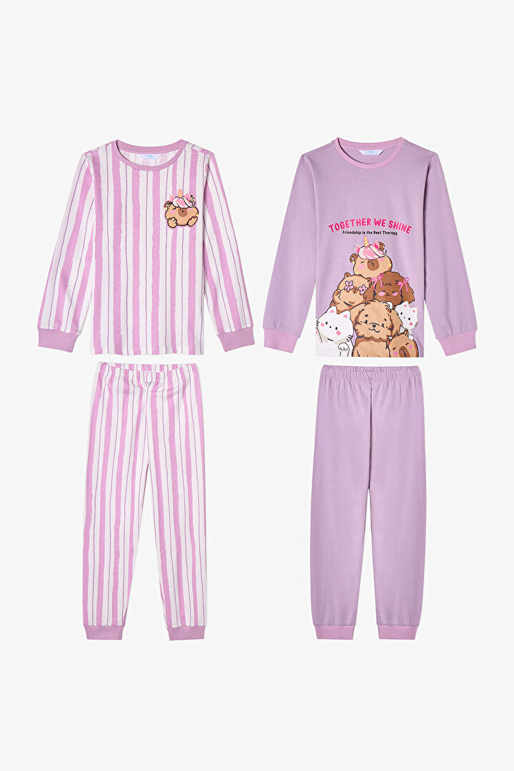 Girls' Capy Community Long Sleeve 2 Pack Pyjama Set - 1