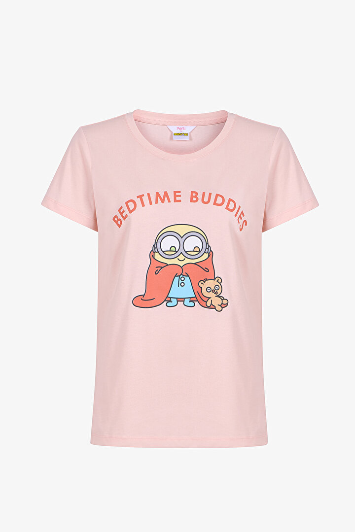 Light Pink Minions Pants Pajama Set - 2