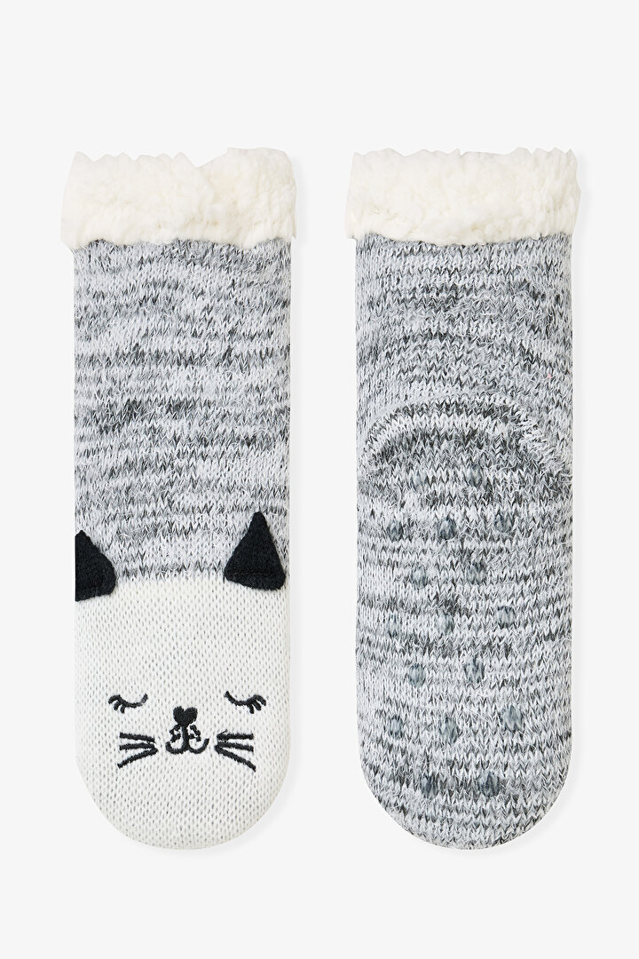 Kırık Beyaz Erkek Çocuk Panda Unicorn Desenli Kaymaz Tabanlı Oyun Patiği - 1