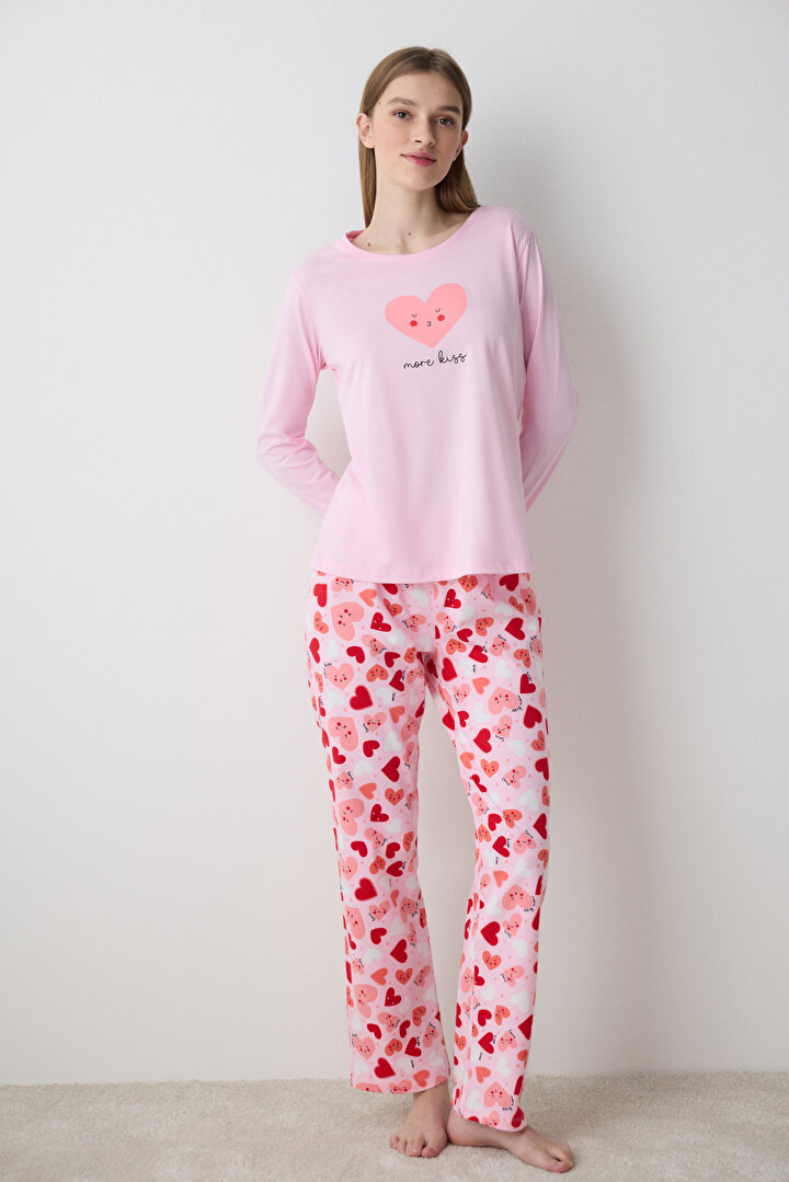 Cute Hearts Pantolon Açık Pembe Pijama Takımı - Penti Loves Paris Koleksiyonu - 1