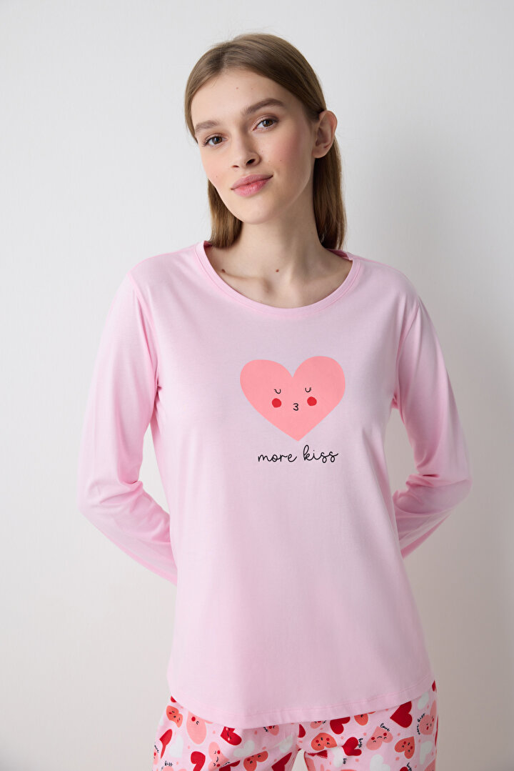 Cute Hearts Pantolon Açık Pembe Pijama Takımı - Penti Loves Paris Koleksiyonu - 2