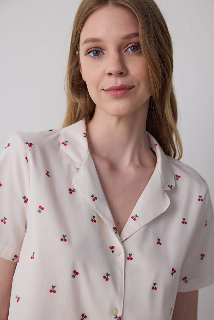 Ellie Shirt Short Off White PJ Set - 2
