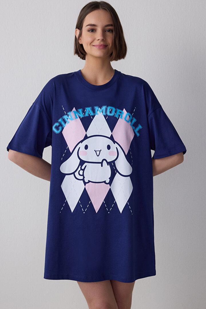 Lacivert Cinnamoroll Kısa Kollu Gecelik - 1