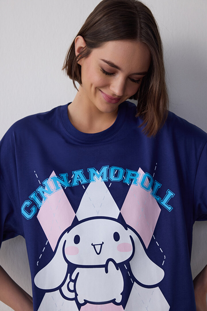 Lacivert Cinnamoroll Kısa Kollu Gecelik - 2