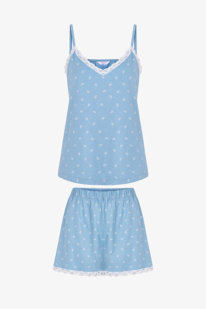 Mavi Aqua Pamuklu Şortlu Pijama Takımı - 1