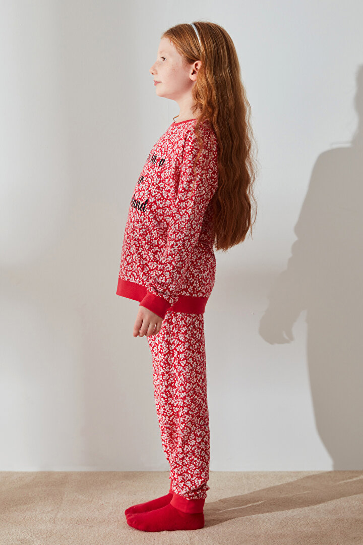 Kız Çocuk Red Florals 2li Pijama Takımı - 2