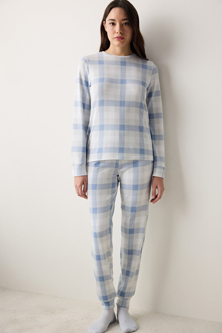 Sleepy Gingham Thermal Pant PJ Set - 1