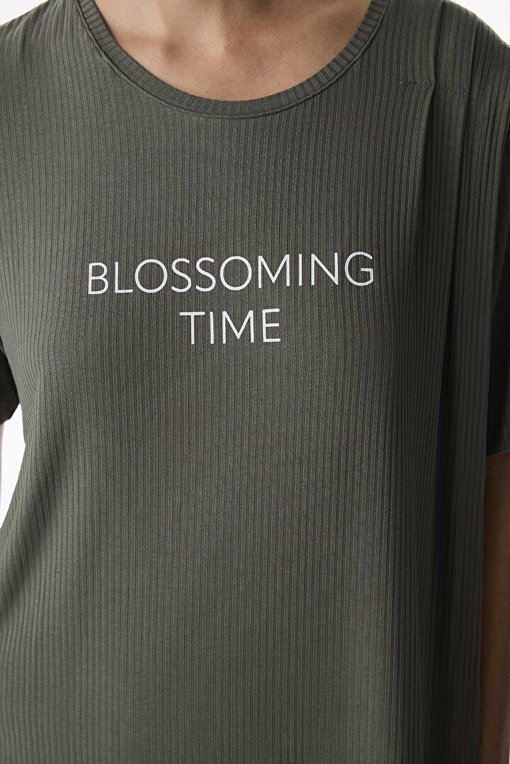 Haki Mama Blossoming Time Puantiye Desenli Pantolon Kısa Kollu Pijama Takımı - 2