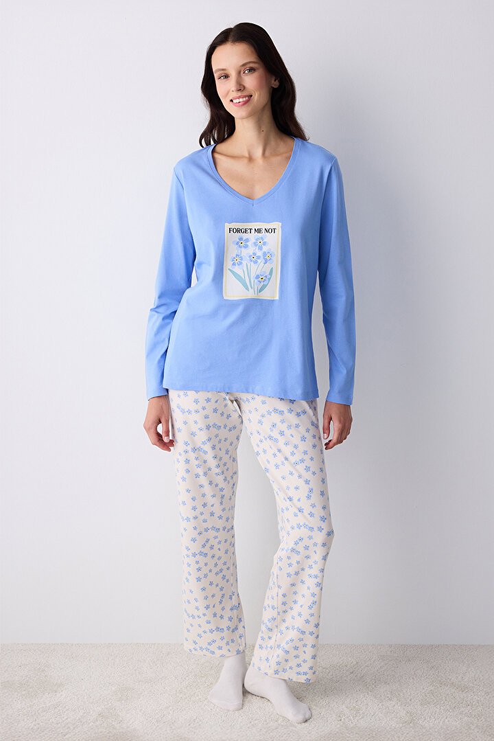 Forget Me Not Blue Pant PJ Set - 2