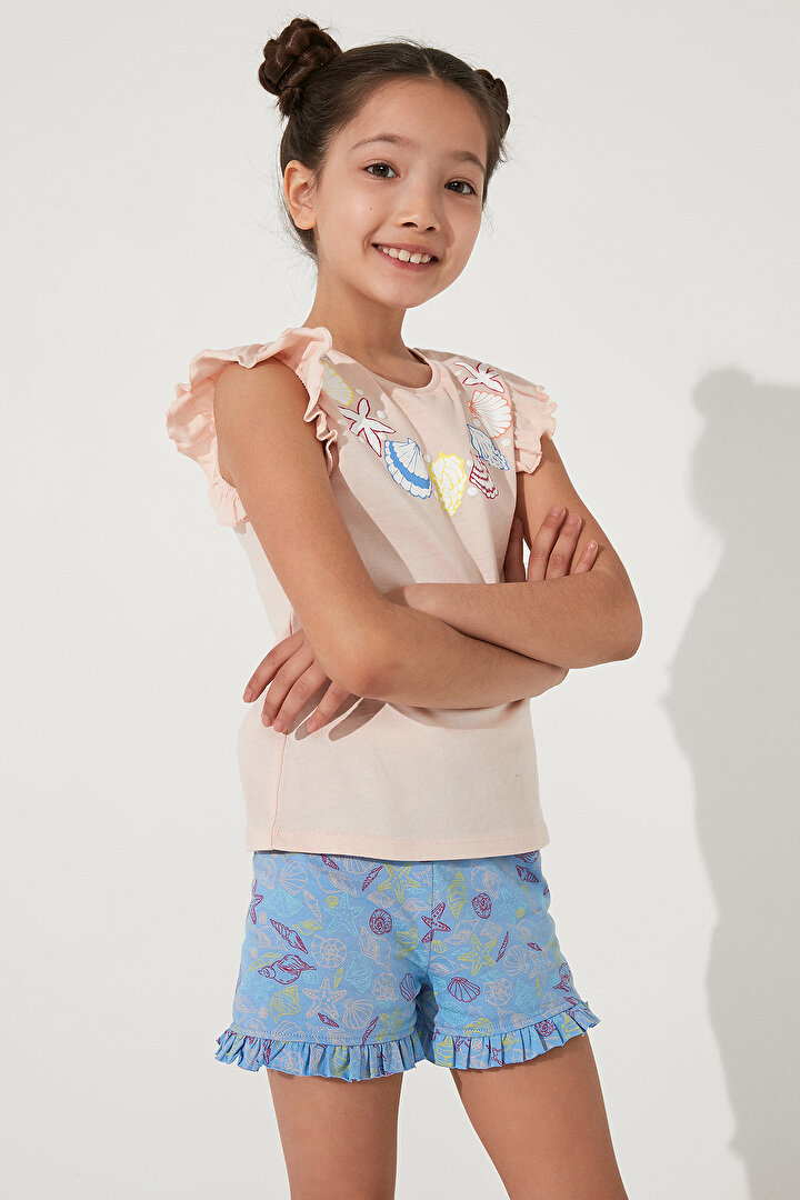 Kız Çocuk Seashell Frill 2li Pijama Takımı - 1