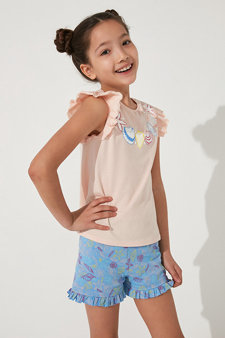 Kız Çocuk Seashell Frill 2li Pijama Takımı - 2