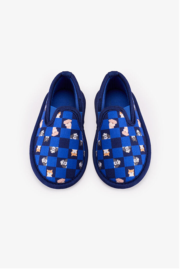 Boys' Saxe Blue The Paw Club Dinosaur Print Textured House Slippers - 1