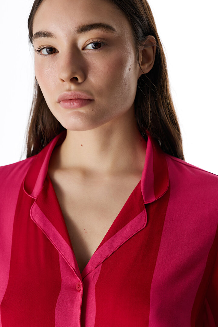 Red For You Striped Shirt & Pants Pajama Set - 2