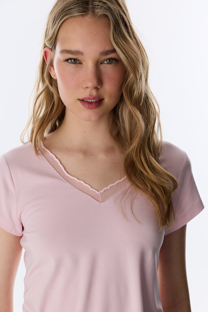 Pink Margot Solid T-Shirt Pajama Top - 2