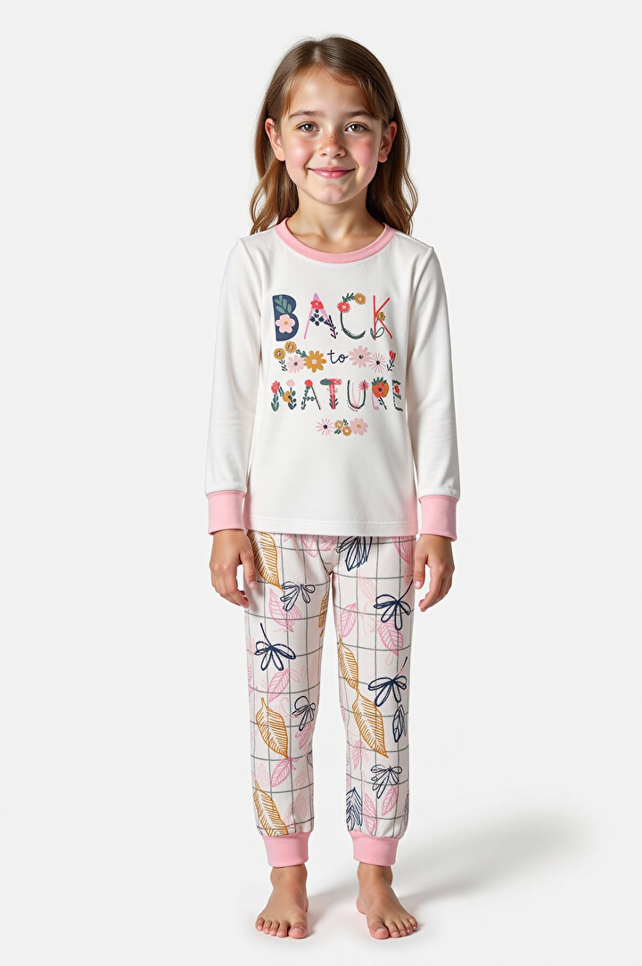 Kız Çocuk Nature Antik Yeşil Termal Pijama Takımı - 1