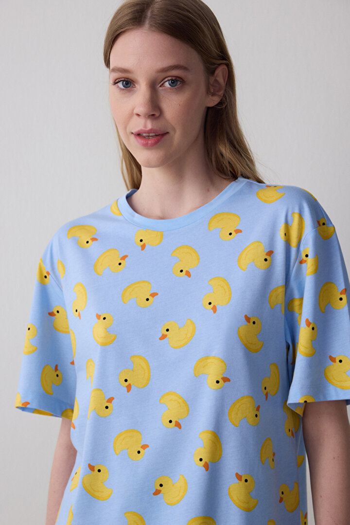 Cuteness Açık Mavi Şortlu Pijama Takımı - 2