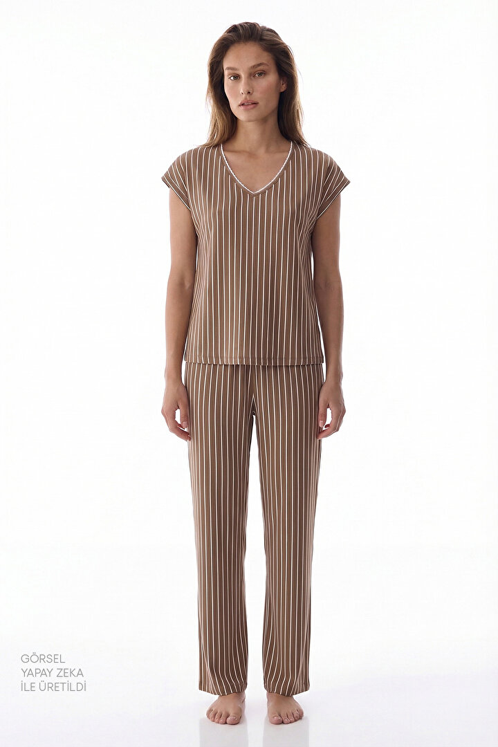 Açık Kahverengi Hera Pantolon Pijama Takımı - 2