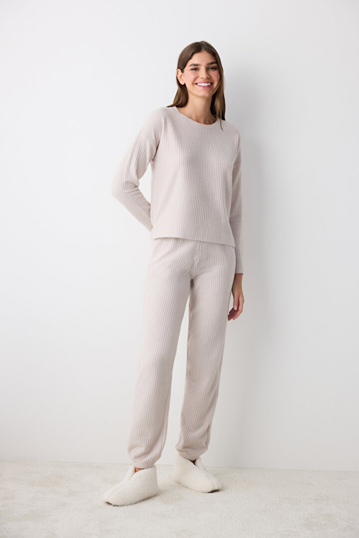 Alia Waffle Grey Pants - 1