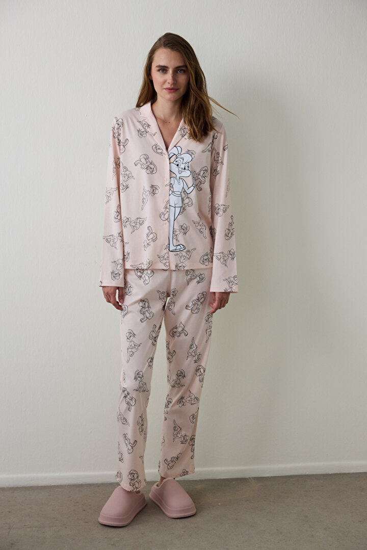 Light Pink Lola Bunny Shirt Collar Long Sleeve Pajama Set - 1