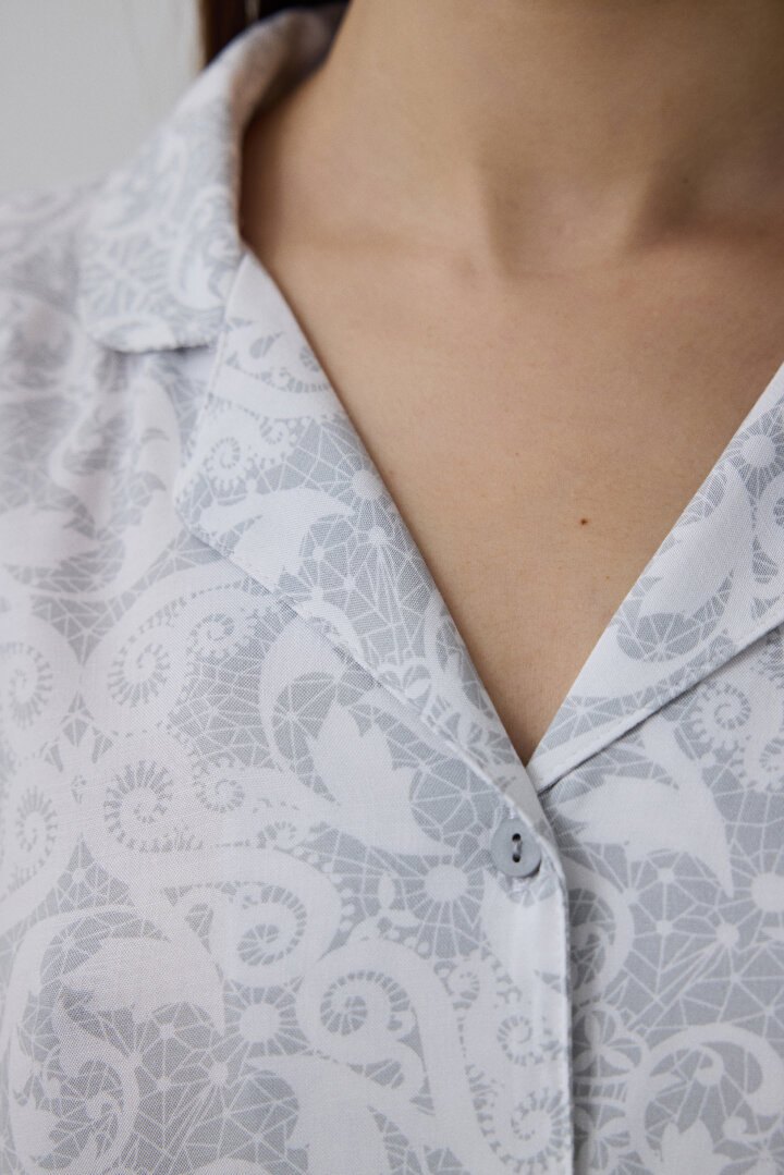 Roses Light Grey Shirt Short PJ Set - 2