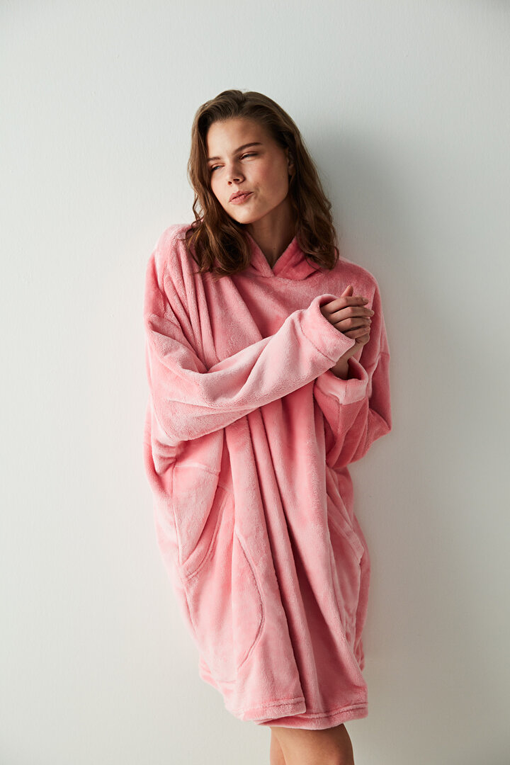 Pink Fluffy Thermal Robe - 1