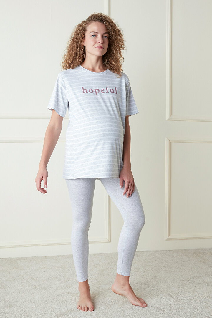 Açık Gri Mama Hopeful Tayt Pijama Takımı - 1