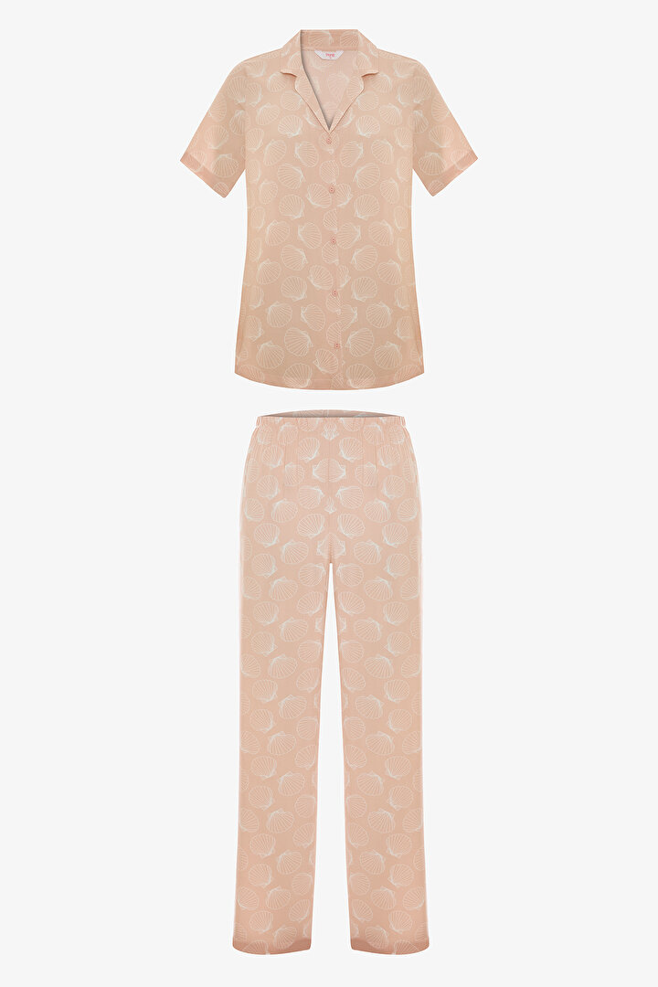Çok Renkli Palepink Seashell Pantolon Pijama Takımı - 1