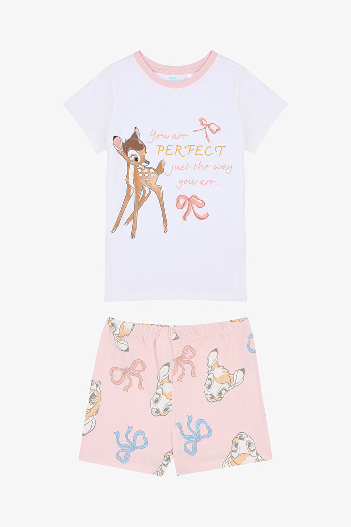 Kız Çocuk Bambi Optik Beyaz Pijama Takımı - 1