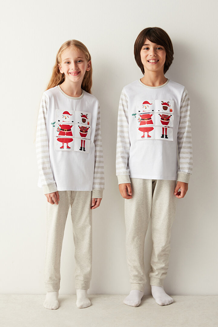 Unisex Çocuk Playful Beyaz Pijama Takımı - 2