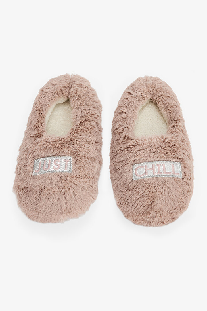 Stone Color Just Chill Slogan Embroidered Home Slippers - 1