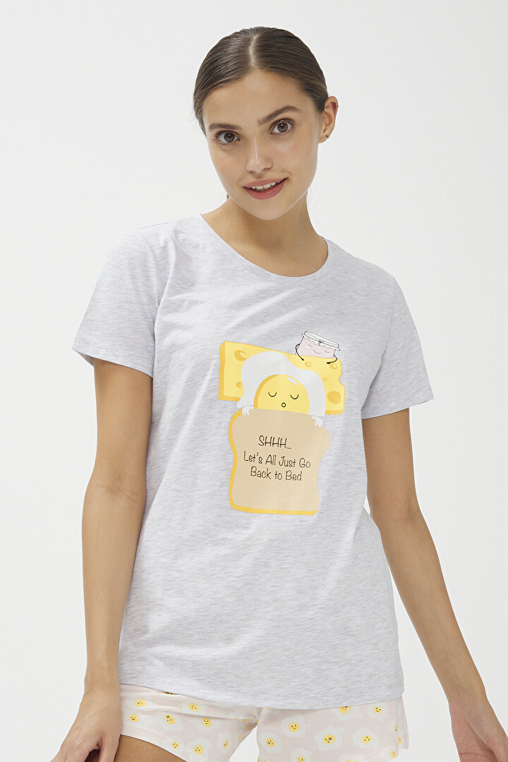 Çok Renkli Sleepy Egg Şortlu Pijama Takımı - 2