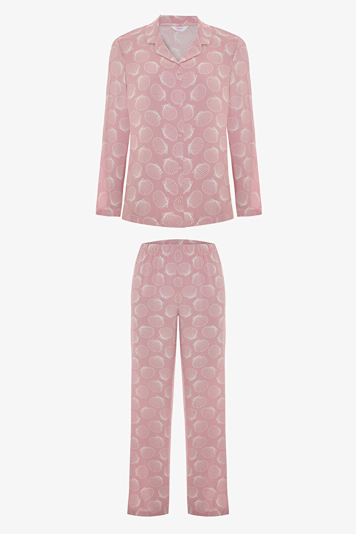 Çok Renkli Seashell Pantolon Pijama Takımı - 1