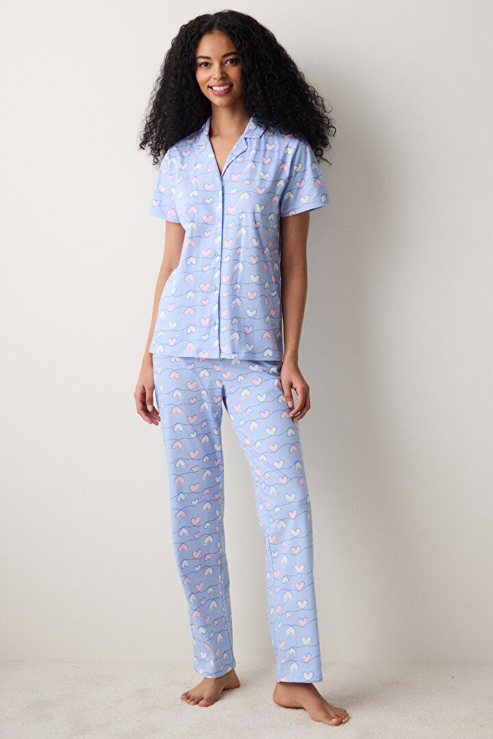 Hannah Shirt Pant Light Blue PJ Set - 1