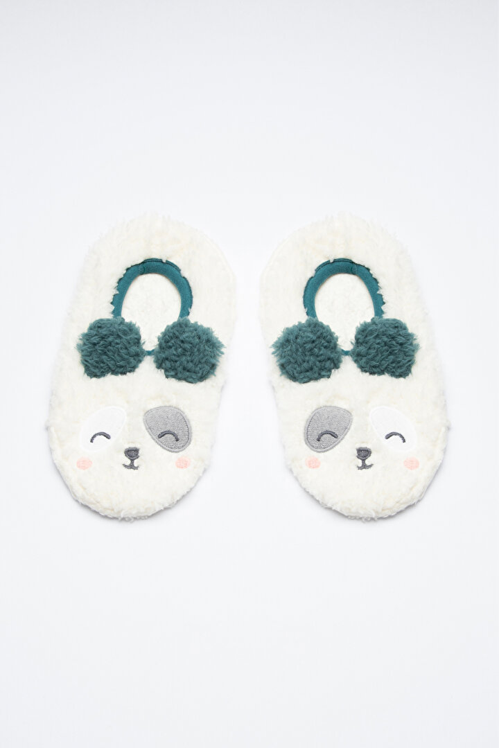 Beyaz Sevimli Panda Patik Çorap - 1