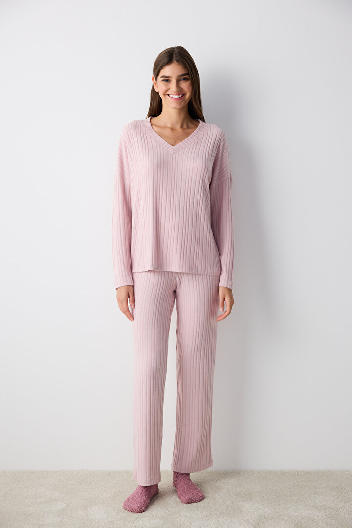 Dusty Pink Pant PJ Set - 1