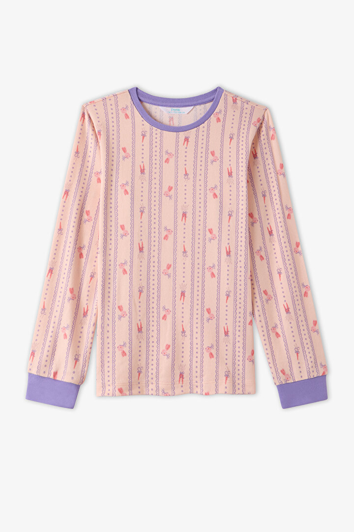 Kız Çocuk Açık Pembe Carrot Chase Uzun Kollu Pijama Takımı - 2