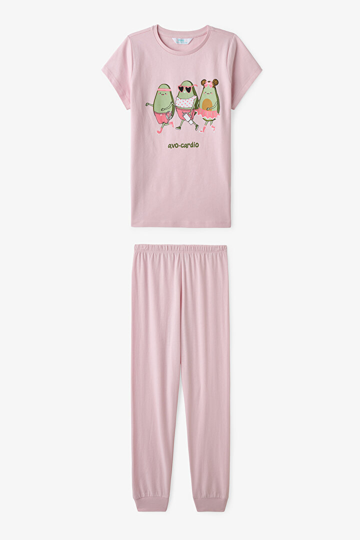 Açık Sarı Kız Çocuk Avo-Cardio 2'li Pijama Takımı - 2